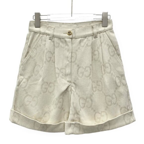 Gucci Off-white cotton logo jacquard all-over print casual shorts - Picture 1 of 8
